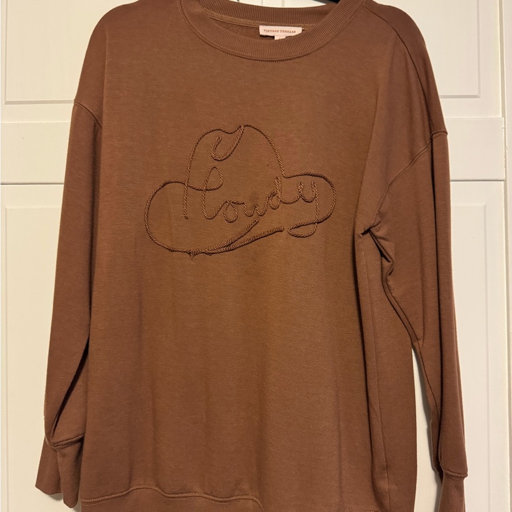 Brown Embroidered Sweatshirt